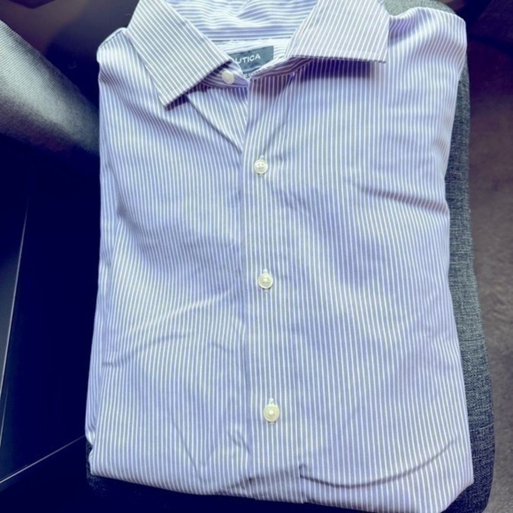 NWOT | Nautica Long Sleeve Button Down Shirt Purple White Stripe XL